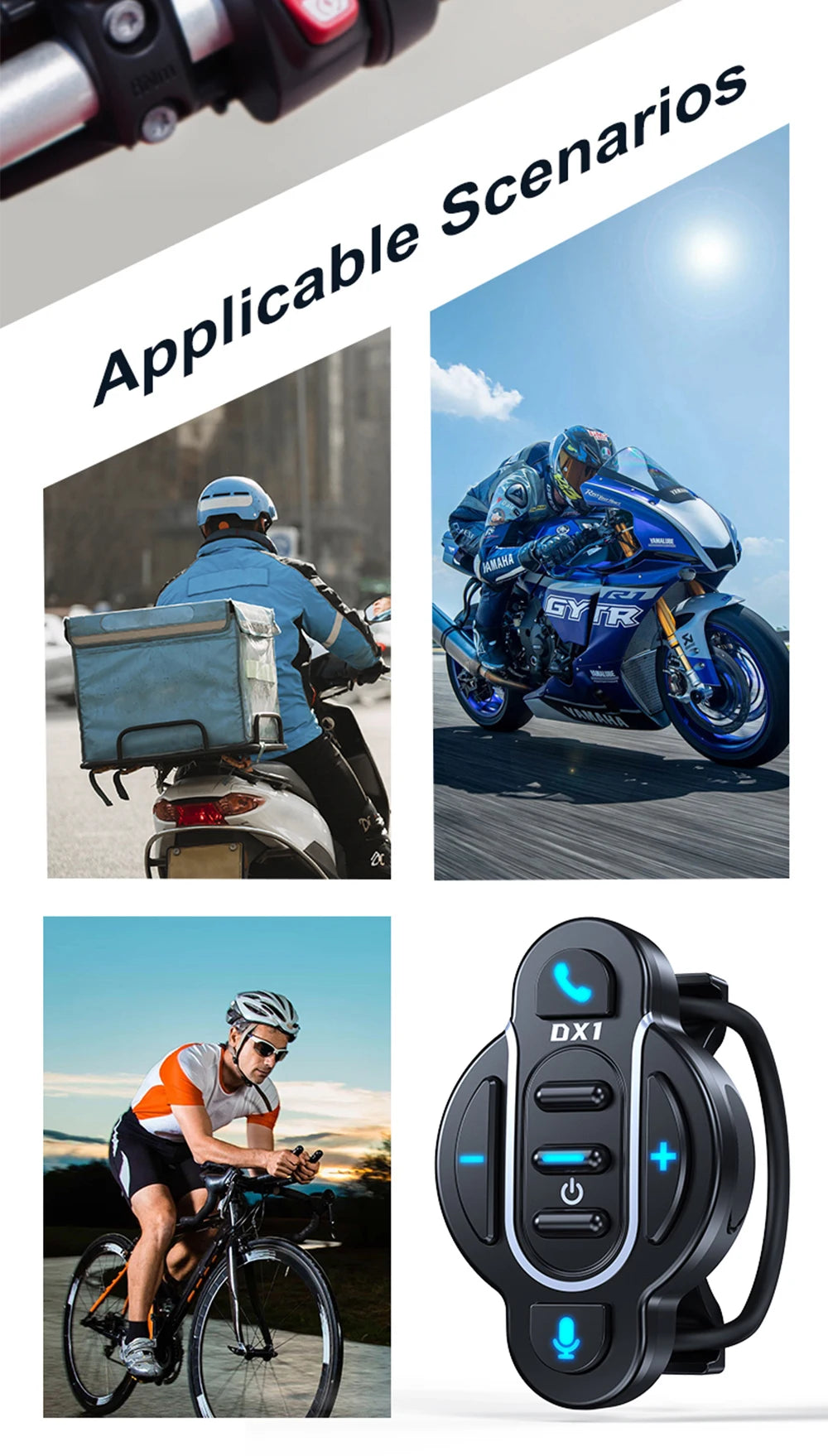 Universal Smart Bluetooth 5.4 Remote Control - Waterproof Wireless Media Controller for Motorcycle Helmet & Bike Handlebar