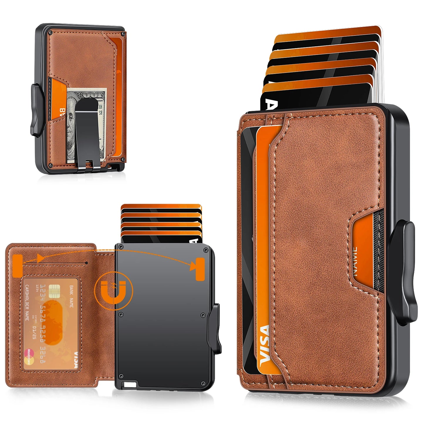 RFID Blocking Men’s Slim Pop-up Wallet – Minimalist Bifold Credit Card Holder