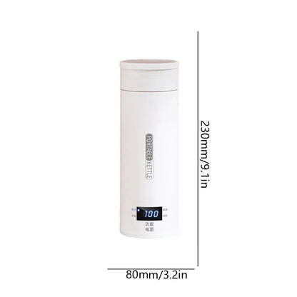 500ML Portable Electric Kettle — Travel Tea & Coffee Boiler Thermal Cup with Anti-Scald Design and English Menu