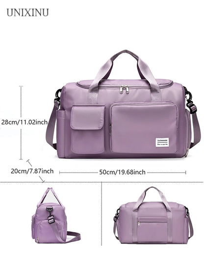 UNIXINU Large Capacity Carry-On Travel Bag: Weekender Duffle with Shoe Compartment - Perfect for Women's Sports & Fitness