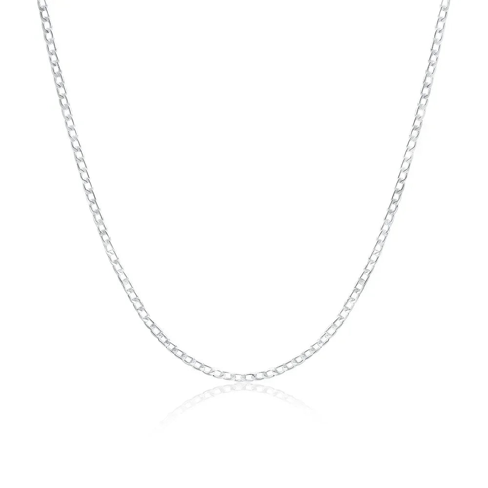 Men’s 925 Sterling Silver Necklace — 2/4/6/8/10/12MM, 40–75cm Chain with Lobster Clasp, Engagement Jewelry for Men, Boys & Women