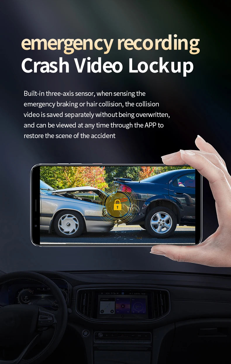 HP 4K HD Car Dash Cam – Night Vision, WiFi, Parking Monitoring, DVR Loop Video Recording