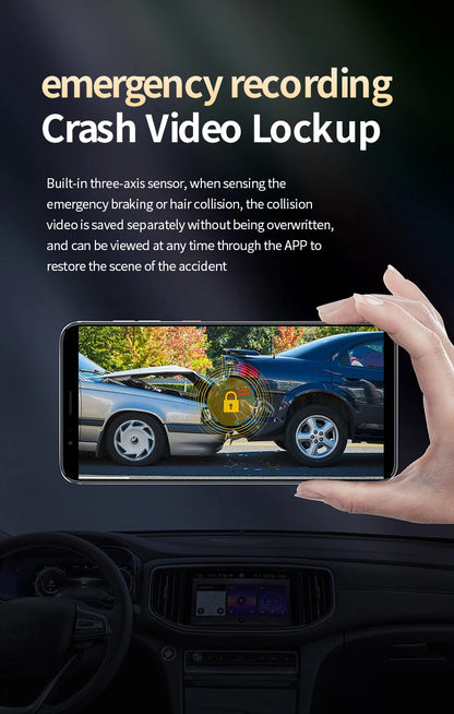 HP 4K HD Car Dash Cam – Night Vision, WiFi, Parking Monitoring, DVR Loop Video Recording