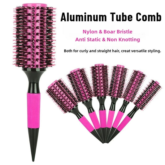Barbershop Round Tube Curly Hair Rollers – Salon Hair Comb & Styling Brush for Hairdressing