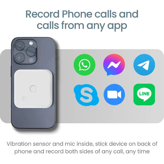 Mobile Phone Call Recorder - Small Bone Mark Sensing Bluetooth Voice Recorder with Password & Magnetic Suction for IOS and Android