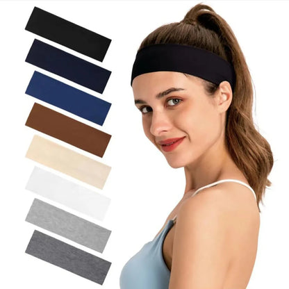 10 Pcs Elastic Hair Bands - Solid Color Fashion Headbands for Women, Sports, Running, Fitness, Yoga & Makeup Accessories