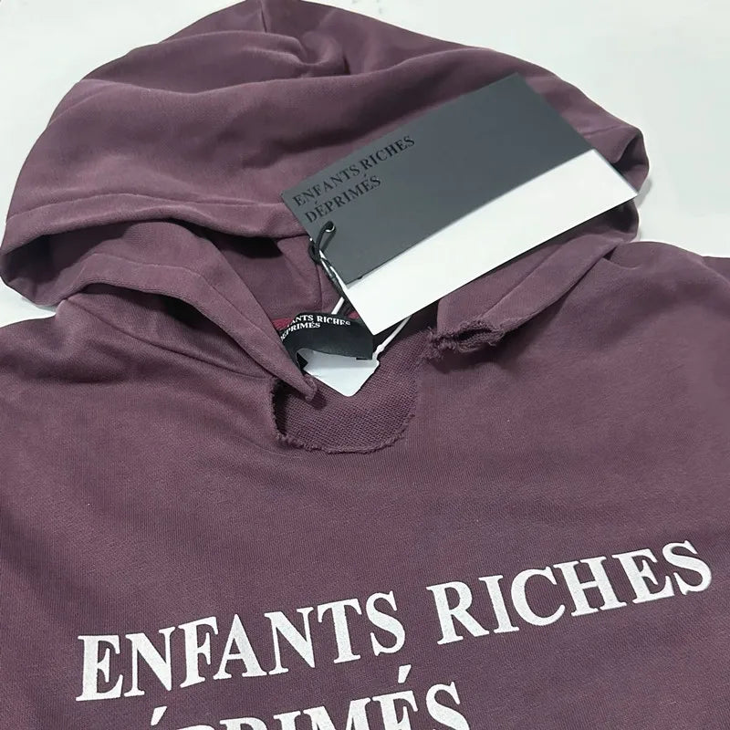 2025SS Ripped E.R.D. Hoodie – Men & Women Slogan Print Short Wide Sweatshirt