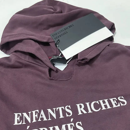 2025SS Ripped E.R.D. Hoodie – Men & Women Slogan Print Short Wide Sweatshirt