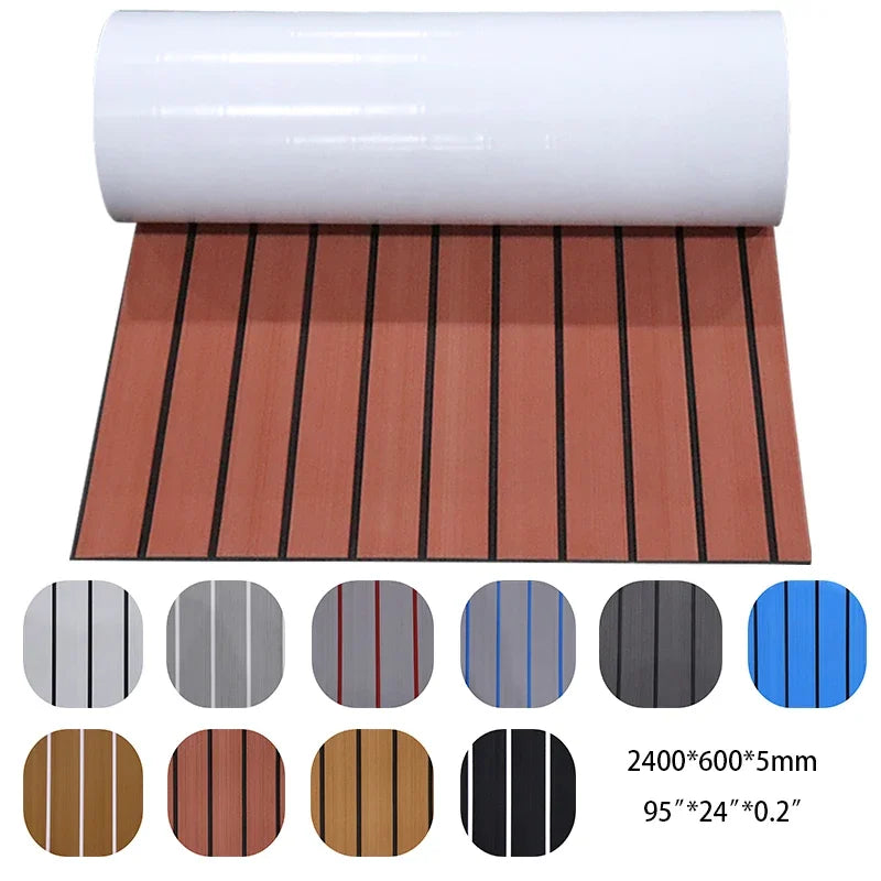 240×60×0.5cm Self-Adhesive EVA Foam Teak Sheet — Synthetic Marine Decking Mat for Car, Boat, Yacht, Sea Swim, Cozy Flooring Pad