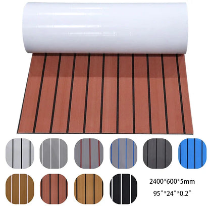 240×60×0.5cm Self-Adhesive EVA Foam Teak Sheet — Synthetic Marine Decking Mat for Car, Boat, Yacht, Sea Swim, Cozy Flooring Pad