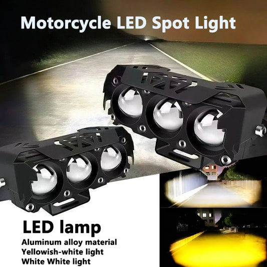 Motorcycle LED Spot Light – Dual Color Hi/Low Beam Fog Lamp for Car, Truck, SUV, UTV