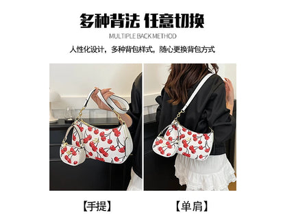 2025 Modern Vintage Cherry Crossbody Bag – Mahjong-Style Chain Shoulder & Underarm Bag, Women’s Light Luxury