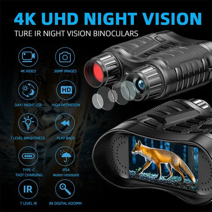 Maxgeek NV2181 4K Night Vision Binoculars – 8X Digital Zoom, 1080P, IP54 Waterproof, 3.2" HD TFT Screen
