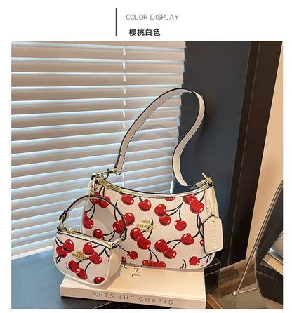 2025 Modern Vintage Cherry Crossbody Bag – Mahjong-Style Chain Shoulder & Underarm Bag, Women’s Light Luxury