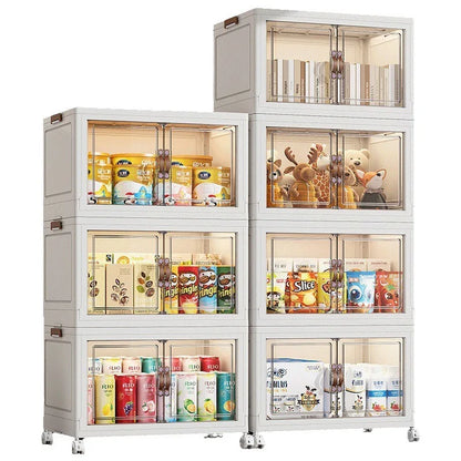 3/4/5 Layers Folding Cabinet Closet Organizer – Stackable Storage Box with Wheels, Large Capacity for Living Room Sundries