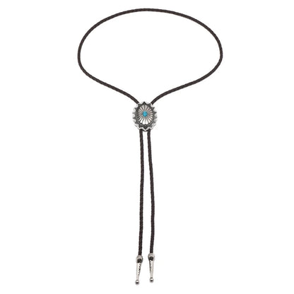 Adjustable Bolo Tie – Western Cowboy Necktie for Teens, Men & Women, Punk Shirt with Alloy Turquoise Buckle Pendant
