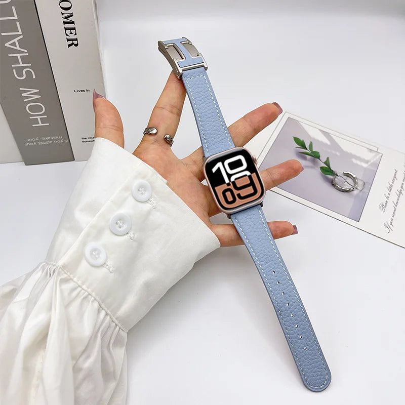 Genuine Leather Straps for Apple Watch – 40mm-49mm Bands for Series 5/6/7/8/9/10, SE & Ultra