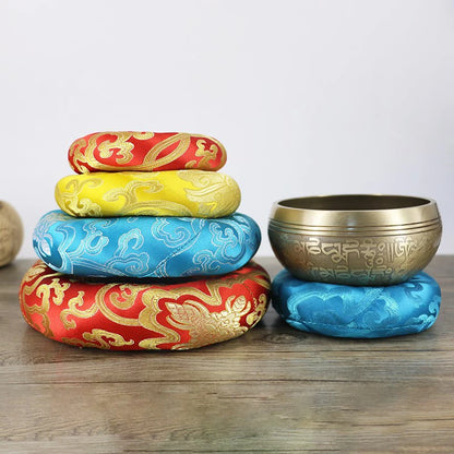 Yoga Tibetan Singing Bowl Mat - Himalayan Hand-Hammered Chakra Meditation and Buddhist Home Decoration - Random Color