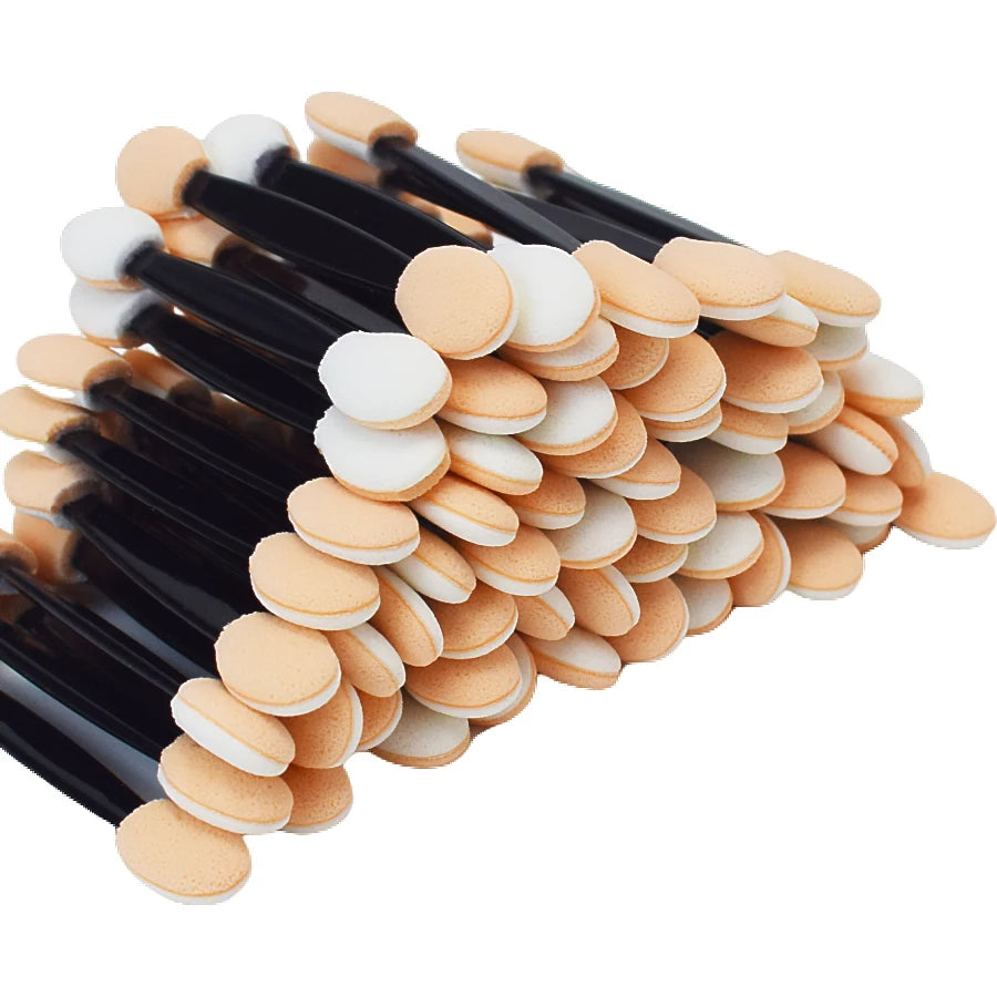 50/100Pcs Small Portable Eyeshadow Applicators - Double Sponge Eye Shadow Brushes, Mini Makeup Tools in Bulk