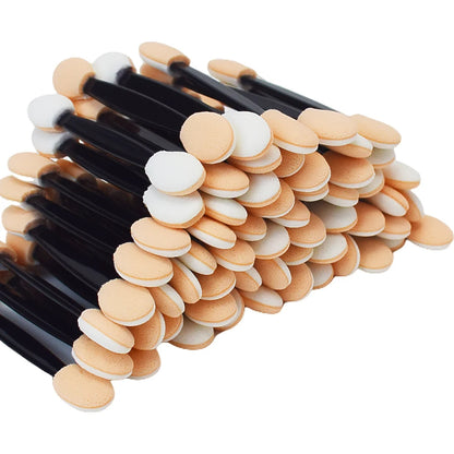 50/100Pcs Small Portable Eyeshadow Applicators - Double Sponge Eye Shadow Brushes, Mini Makeup Tools in Bulk