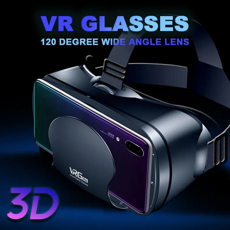 3D VR Headset – Virtual Reality Smart Glasses Helmet for Smartphones with Controllers and 7-Inch Lenses