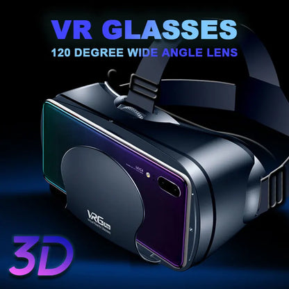 3D VR Headset – Virtual Reality Smart Glasses Helmet for Smartphones with Controllers and 7-Inch Lenses