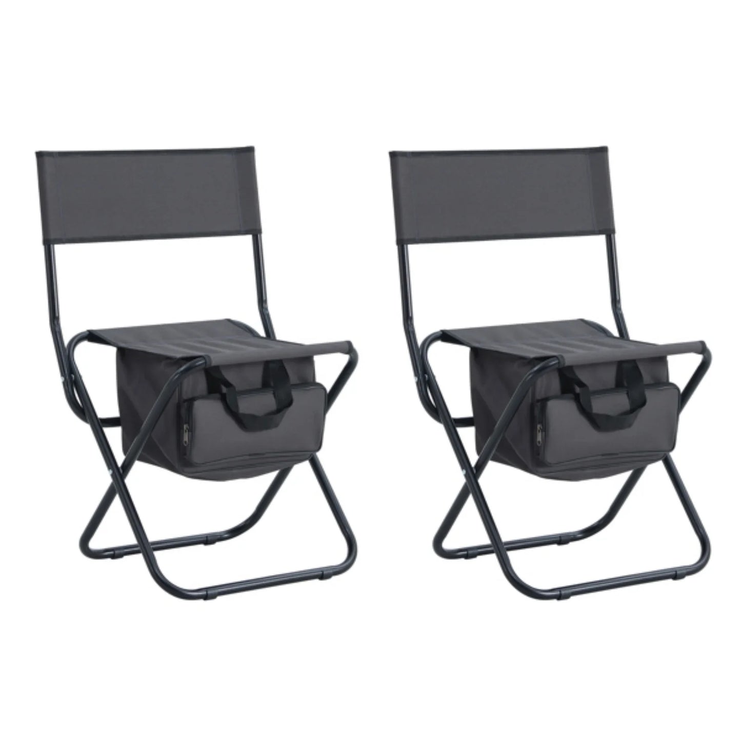 3-Piece Folding Outdoor Table and Chairs Set – Portable for Indoor, Camping, Picnic, Beach, Backyard, BBQ, Party & Patio, Black/Gray