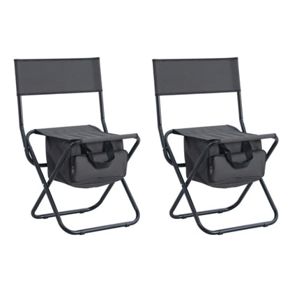 3-Piece Folding Outdoor Table and Chairs Set – Portable for Indoor, Camping, Picnic, Beach, Backyard, BBQ, Party & Patio, Black/Gray
