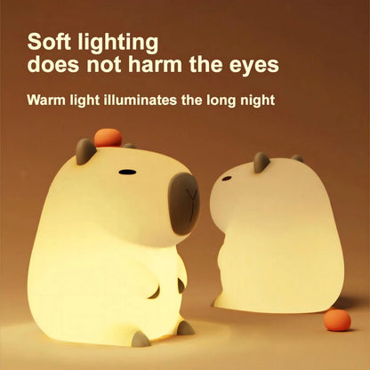 Cartoon Capybara Silicone Night Light: Cute USB Rechargeable Lamp with Timing and Dimming - Perfect for Children's Room Decor