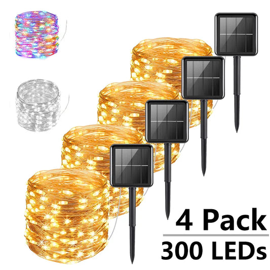 Outdoor Solar LED Fairy Lights - Waterproof Festoon Garland String Lights for Christmas Party Garden Decor - Available in 7M, 12M, 22M, 32M Lengths