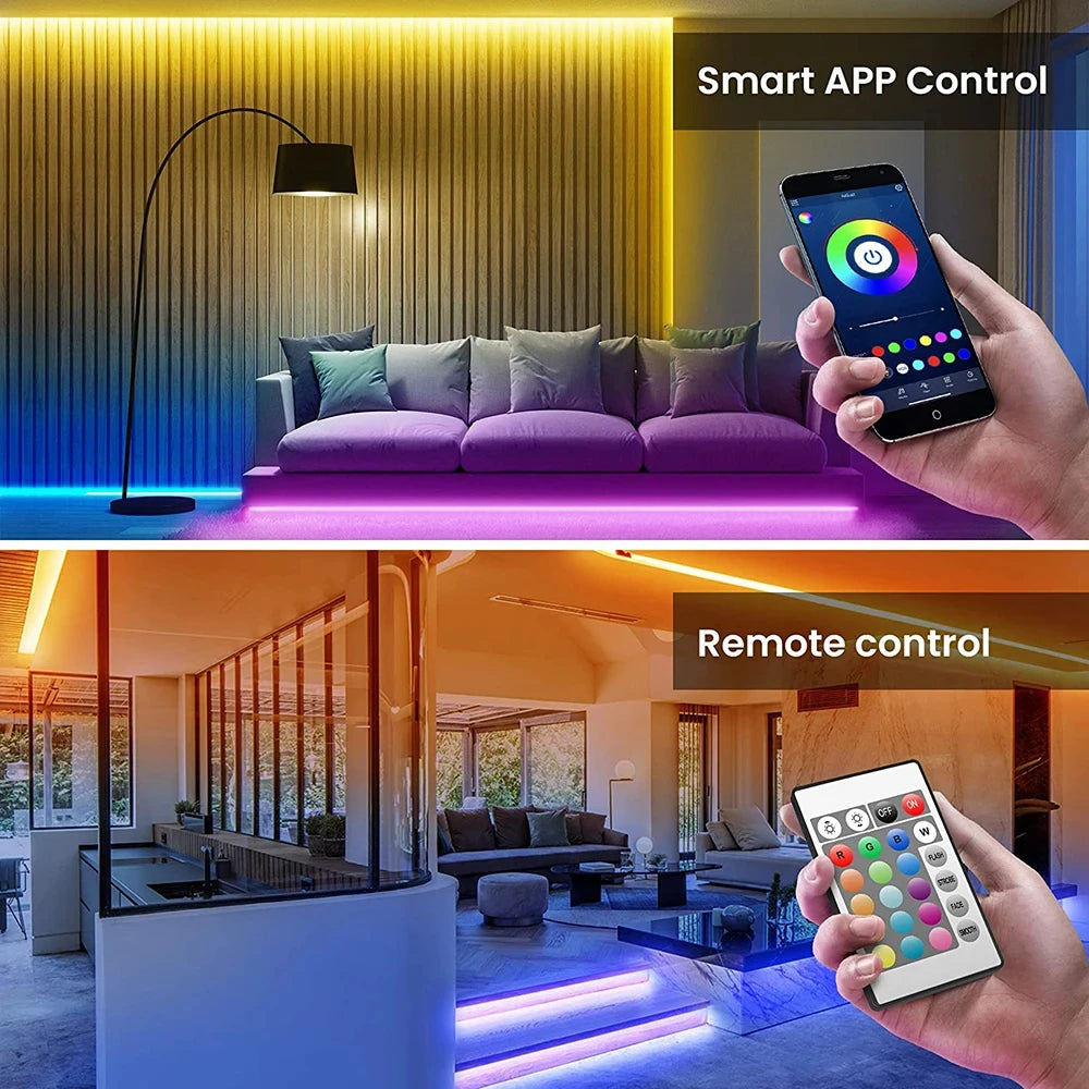 Bluetooth LED Strip Lights – Smart SMD 5050 with APP & Remote Control, Flexible Tape for TV Backlight & Home Decor