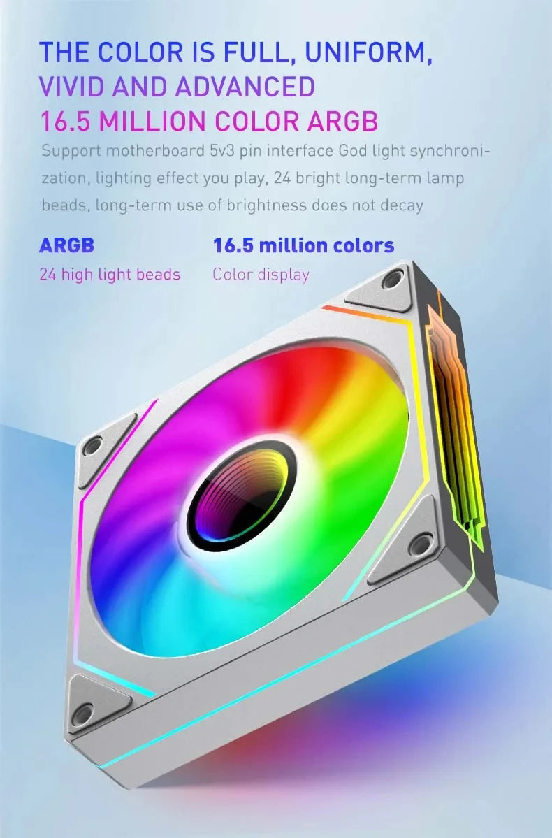 UPSIREN UF-1 PRISM 4 PRO 12cm ARGB Computer Chassis Fan – Quiet 4 Pin PWM Cooling Fan, 45.2CFM Air Volume (600-1500RPM)