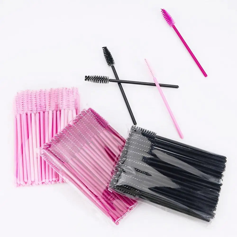 ANNAFRIS 50pcs Disposable Eyelash & Eyebrow Brushes — Soft Crystal Lash Extension Mascara Wands Makeup Tools