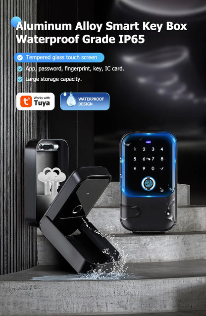 YRHAND TTlock Smart Password Fingerprint Lock Box – Digital Card & Tuya-Compatible Portable IP66 Security for Smart Homes
