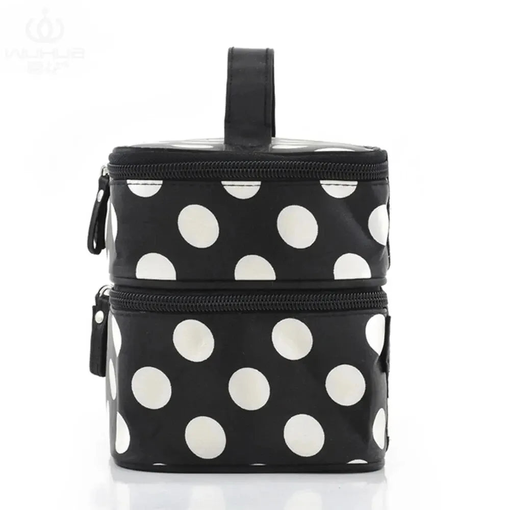 Large Capacity Double Layer Cosmetic Bag: Zipper Makeup Organizer for Women - Portable Travel Toiletries Bathing Wash Pouch Clutch