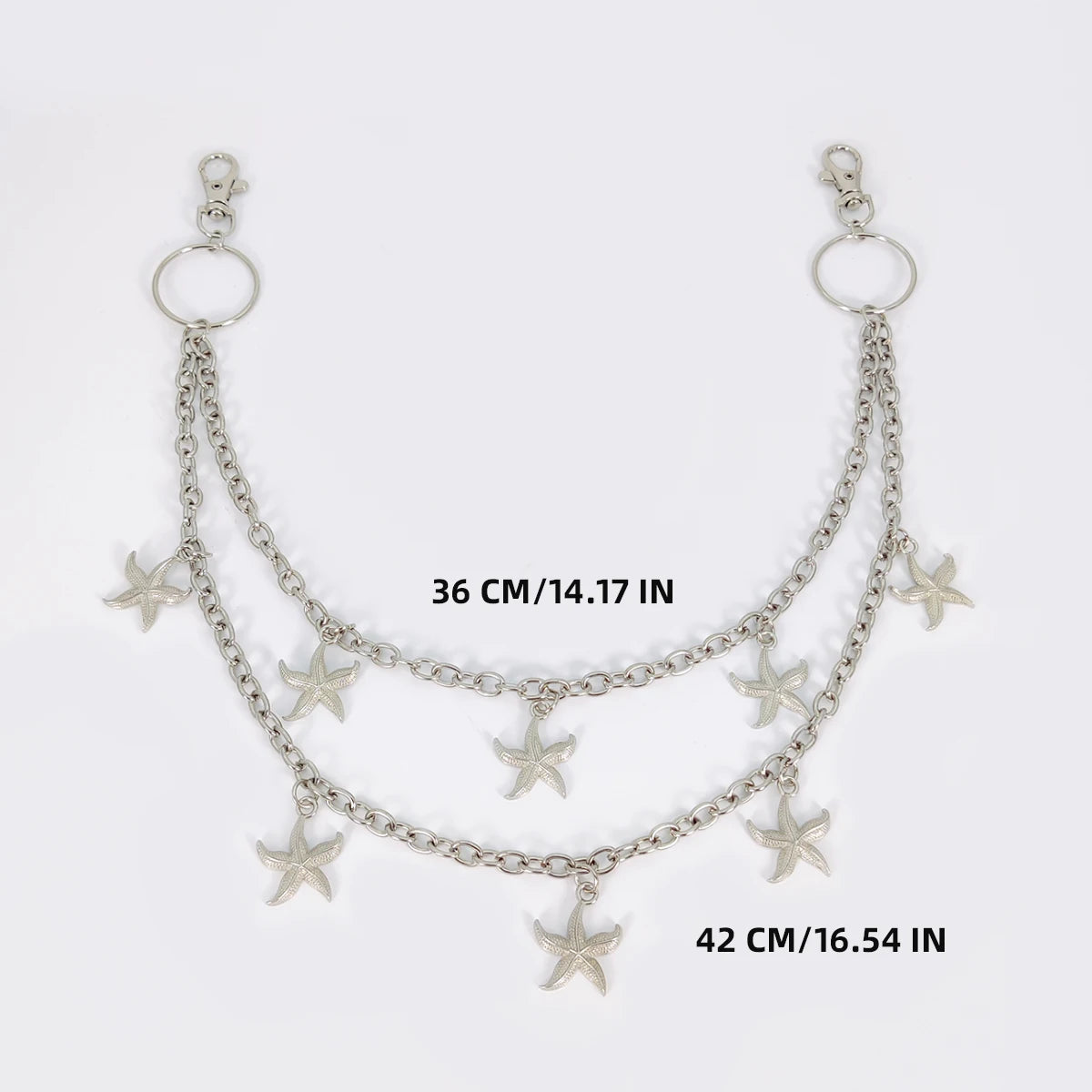 Unisex Jeans Pants Chain Belts - Punk Metal Crescent Geometric Bag Chain, Hip Hop Hipster Keychain for Men & Women