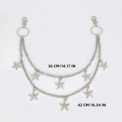 Unisex Jeans Pants Chain Belts - Punk Metal Crescent Geometric Bag Chain, Hip Hop Hipster Keychain for Men & Women