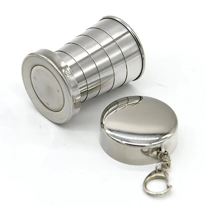 Portable Stainless Steel Telescopic Cups - Folding Drink Cups for Outdoor Camping and Travel