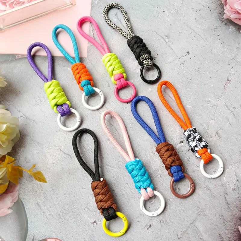 Fashionable Braided Lanyard Keychain: Creative Anti-Lost Knot Rope Strap for Women's Phone Cases and Car Keys - DIY Accessories with Fashion Keyring