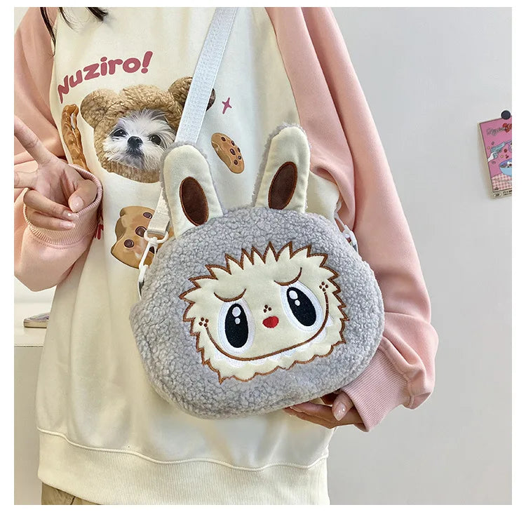 Labu Cartoon Crossbody Plush Bag – Kids Backpack & Shoulder Bag Doll Change Purse, Perfect Gift for Girls