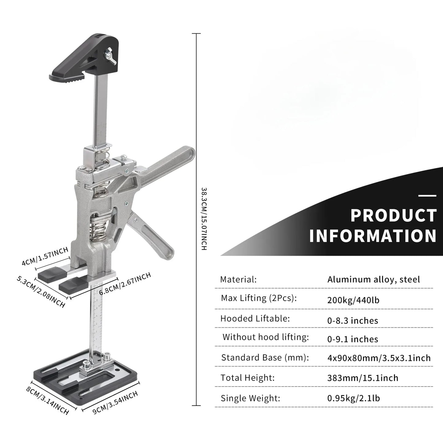 2-Pack Labor Saving Arm Jacks – 15.2" Aluminum Hand Lifting Tools with Bag for Furniture, Window & Door Installation