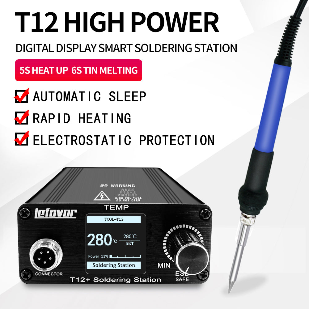 T12 75W Digital Soldering Iron Station – Adjustable Temperature Control, Welding & Rework Microcontroller Tool