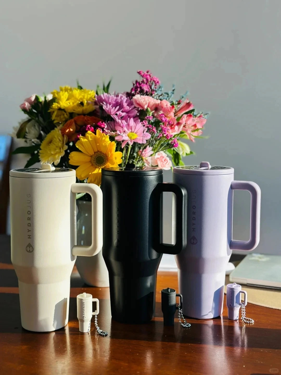 HydroJug 32oz/40oz Traveler Tumbler — Stainless Steel Vacuum Insulated Car Mug with Straw Lid & Double Wall Thermal Iced Design