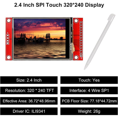 2.4" SPI TFT LCD Touch Screen – ILI9341 240x320 Display Module for STM32, 5V/3.3V SPI Serial Interface