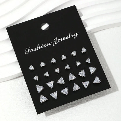 12 Pairs Luxury Zirconia Earrings – Elegant Shiny Stud Set for Parties, Gifts, and Couples