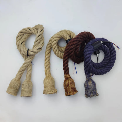 Vintage Hemp Rope Pendant Lights: Industrial E27 Indoor Lighting for Loft, Living Room, Bar - Retro Hanging Lamp with Attic Personality