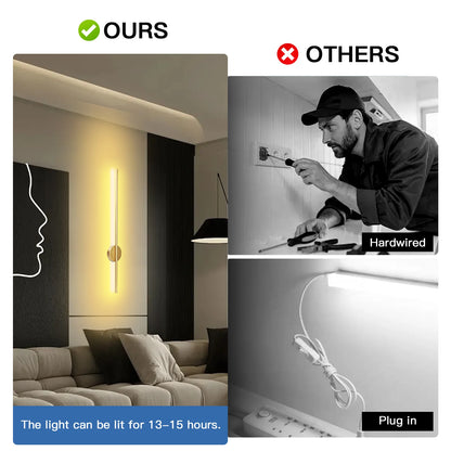 50cm/80cm Rechargeable Wall Light – Wireless Dimming LED Lamp with Remote Control, Modern Night Lamp for Bedroom