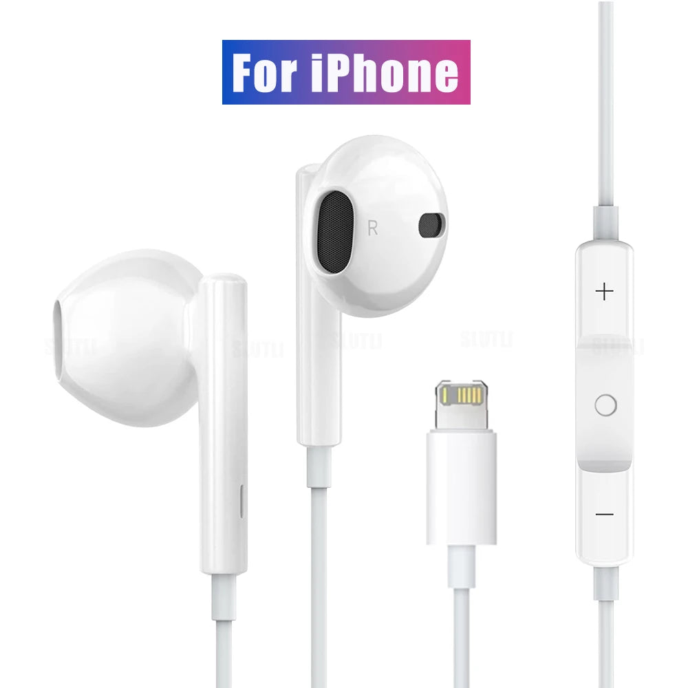 Original Wired Earphones – Compatible with iPhone 12-17, Samsung, Lightning, USB-C & 3.5mm Devices
