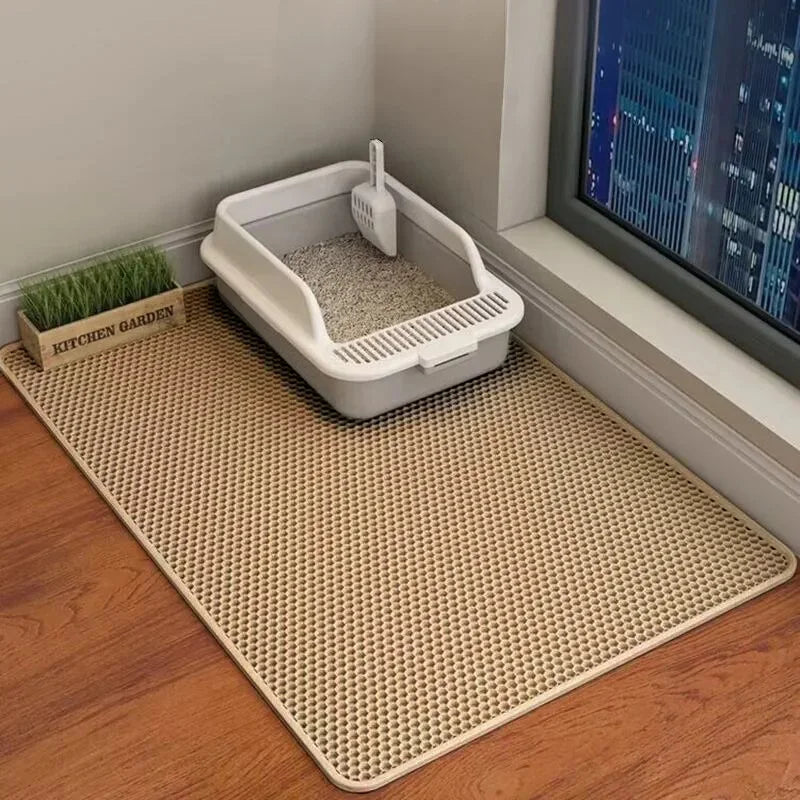 Double-Layer Large Cat Litter Mat – Anti-Splash, Sand-Filtering Floor Protector for Cats