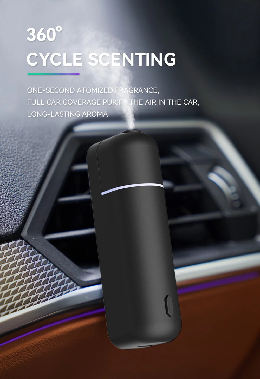 Mini USB Car Aroma Diffuser – Rechargeable Fragrance Oil Air Freshener with Essential Oil Vent Clip